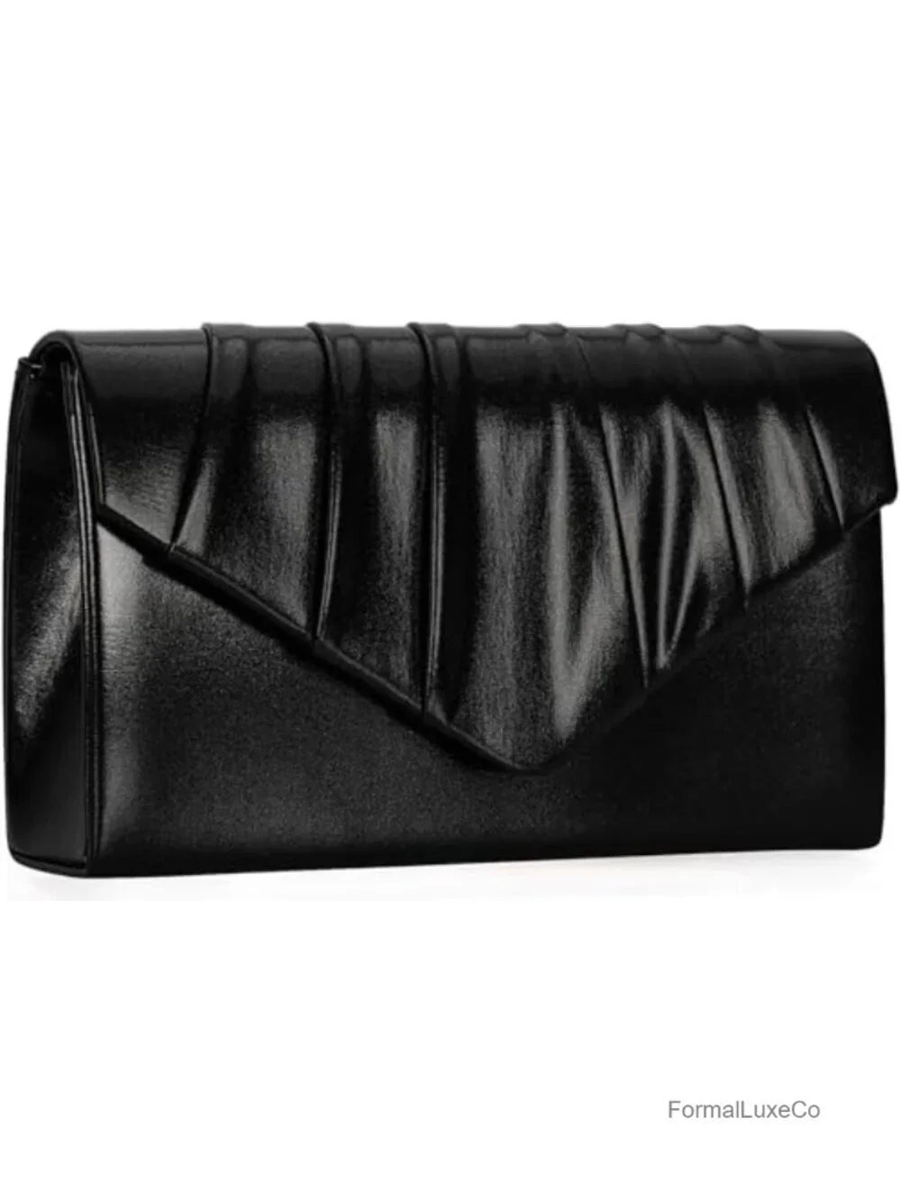 Metallic PU Leather Pleated Flap Envelope Clutch Purse Wedding Prom Party